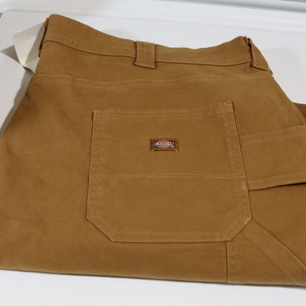 Dickies Brown Canvas Denim Rugged Work Chore Pants Jean's 22 Reg Straight Leg